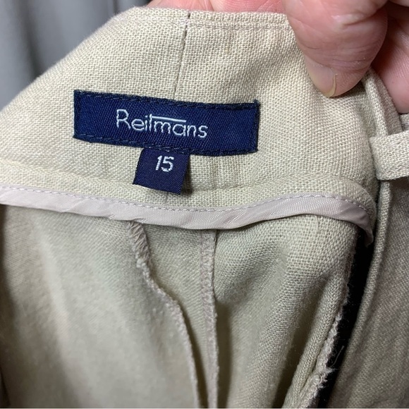 REITMANS Tan Coastal Pant Straight Wide Leg Linen Blend Minimalist Trousers 15 - Picture 5 of 11